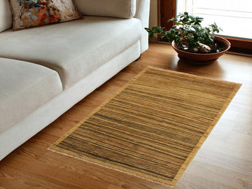 Bohemian Gabbeh Suzanna Beige/Green Wool Rug - 3'0'' x 4'9''